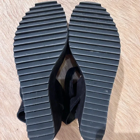 Pedro Garcia Black Suede Wedge Sandal 36.5 - Picture 4 of 7